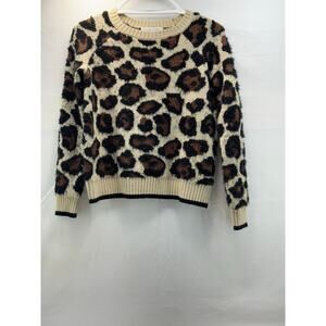 Planet Gold XS women’s shaggy leopard  cozy grung sweater